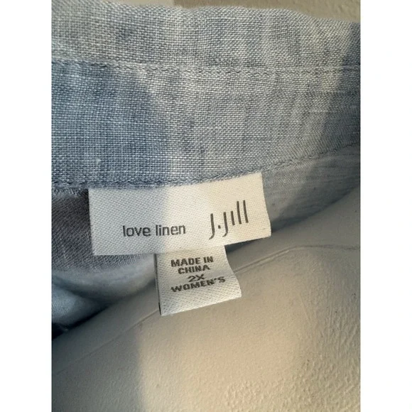 J Jill Linen 2X Top Women Button Down Boho Beach Classic - Picture 7 of 9